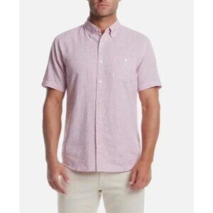 NEW Weatherproof Vintage Linen Men's  M Red Short-Sleeve Button-Up Shirt